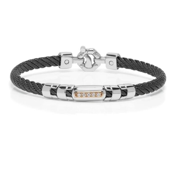 BARAKA Men's BR332011RODB200010 Rose Gold Black PVD White Diamonds Bracelet